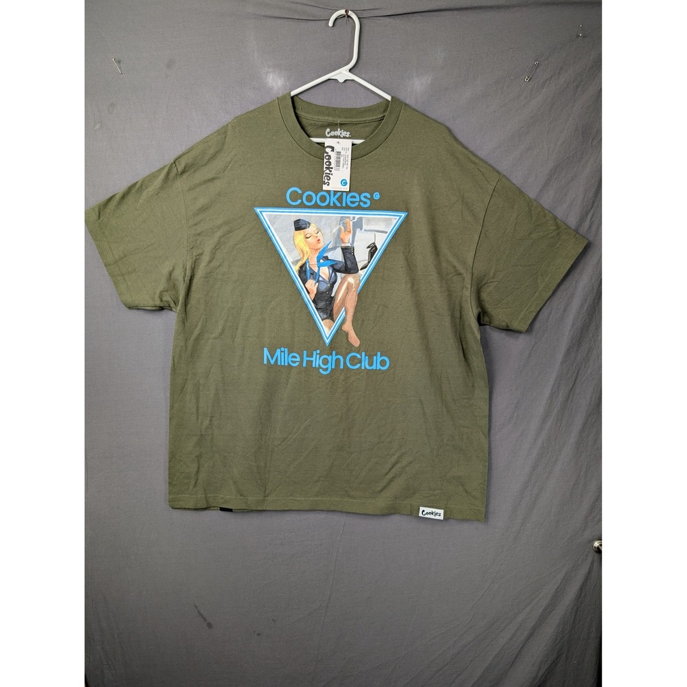 Cookies Mile High SS Tee Military Green Mens 2XL Pinup Graphic T-Shirt